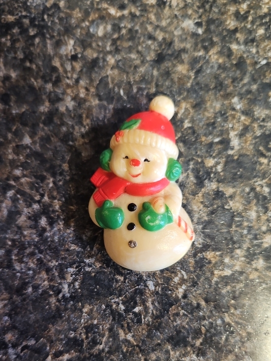 Vintage Jewelry - Vintage Light Up Snowman Pin Made In Hong Kong